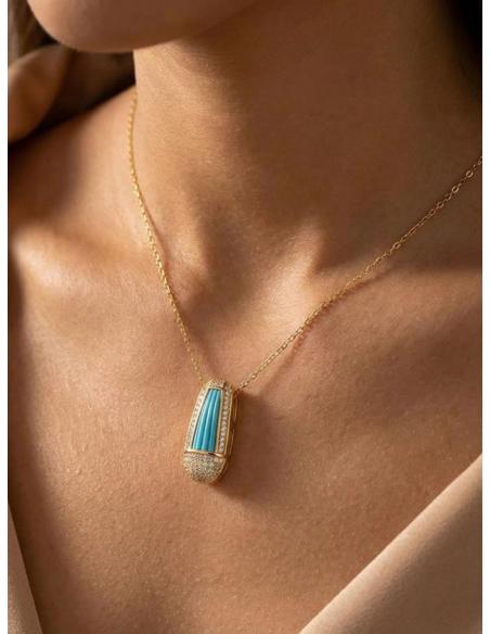 COLGANTE AZUL CON CIRCONITAS ALTA BISUTERIA MUJER | BODA Y EVENTO