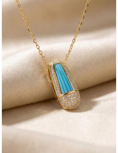 COLGANTE AZUL CON CIRCONITAS ALTA BISUTERIA MUJER | BODA Y EVENTO