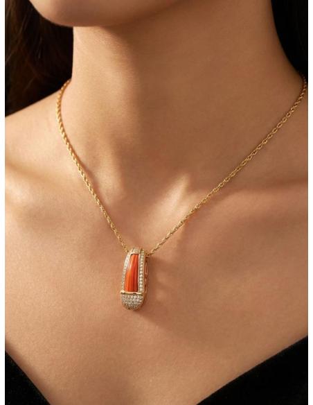 COLGANTE CORAL CON CIRCONITAS ALTA BISUTERIA MUJER | BODA Y EVENTO