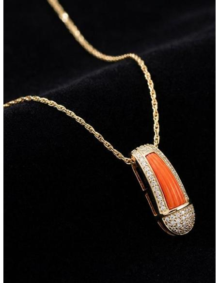 COLGANTE CORAL CON CIRCONITAS ALTA BISUTERIA MUJER | BODA Y EVENTO
