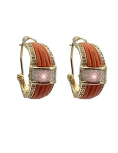PENDIENTES MUJER CORAL CON CIRCONITAS ELEGANTES | JOYA BODA DIA Y NOCHE