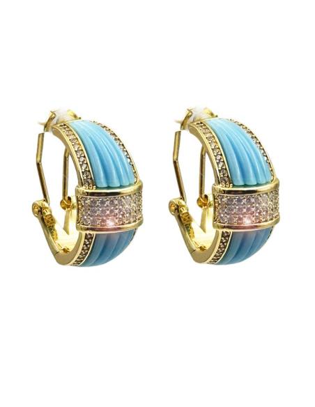 PENDIENTES MUJER AZULES CON CIRCONITAS ELEGANTES | JOYA BODA DIA Y NOCHE