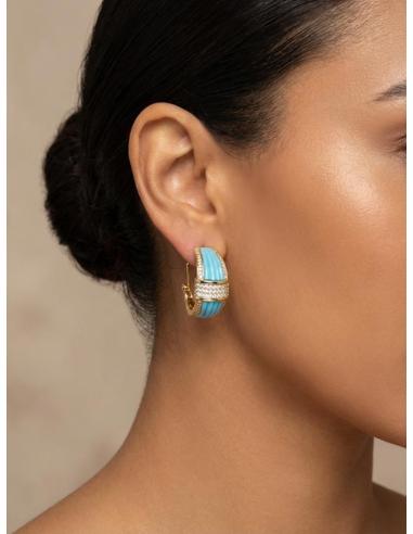 PENDIENTES MUJER AZULES CON CIRCONITAS ELEGANTES | JOYA BODA DIA Y NOCHE