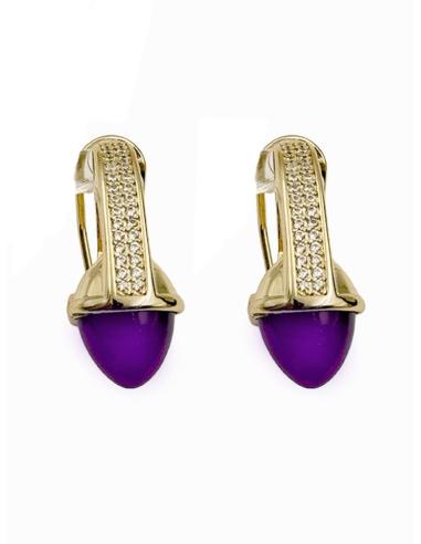 PENDIENTES MORADOS PEQUEÑOS ELEGANCIA CLASICA | MUJER JOYA CASUAL