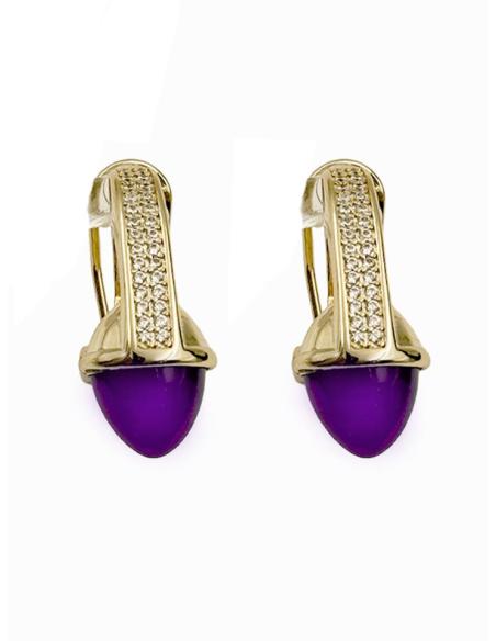 PENDIENTES MORADOS PEQUEÑOS ELEGANCIA CLASICA | MUJER JOYA CASUAL