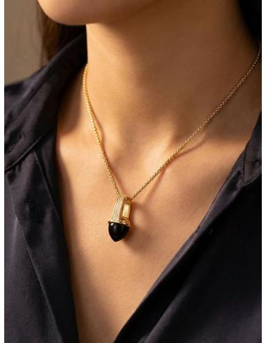 COLGANTE PARA MUJER DE PIEDRA NEGRA CON CIRCONITAS | BODA Y EVENTO