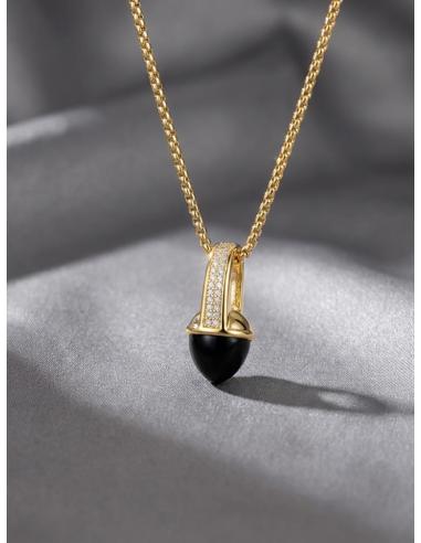 COLGANTE PARA MUJER DE PIEDRA NEGRA CON CIRCONITAS | BODA Y EVENTO