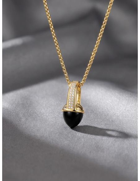 COLGANTE PARA MUJER DE PIEDRA NEGRA CON CIRCONITAS | BODA Y EVENTO
