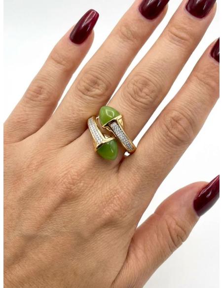 ANILLO PISTACHO ALTA BISUTERIA CON CIRCONITAS | MUJER JOYA CASUAL