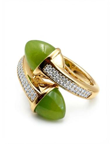 ANILLO PISTACHO ALTA BISUTERIA CON CIRCONITAS | MUJER JOYA CASUAL