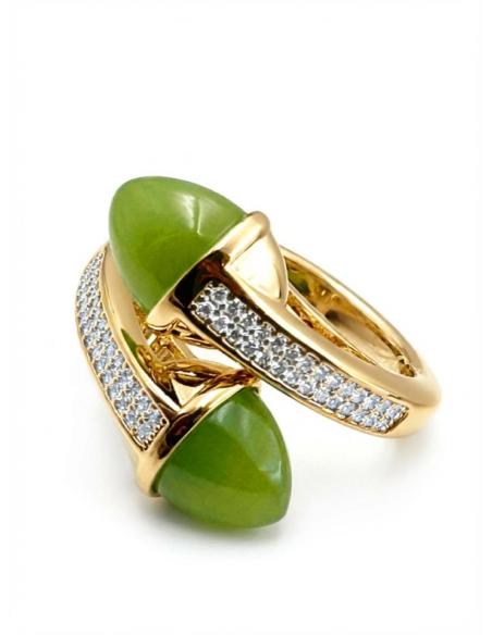 ANILLO PISTACHO ALTA BISUTERIA CON CIRCONITAS | MUJER JOYA CASUAL