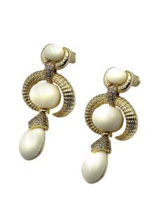 ELEGANTES PENDIENTES LARGOS EN BEIGE PARA MUJER | BODAS Y EVENTOS