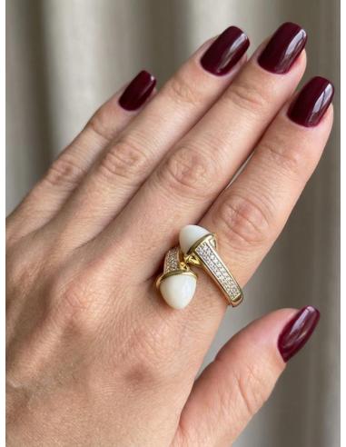 ANILLOS BLANCO ROTO ALTA BISUTERIA CON CIRCONITAS | MUJER JOYA CASUAL