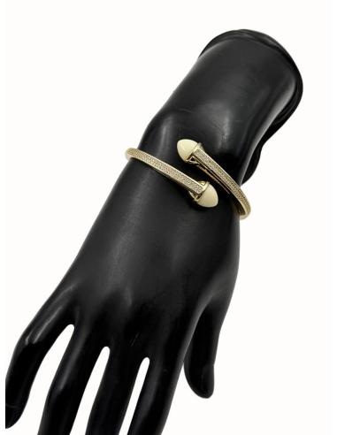 PULSERA DORADA DE MUJER BLANCO ROTO CON CIRCONITAS | ESTILO CASUAL