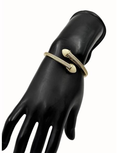 PULSERA DORADA DE MUJER BLANCO ROTO CON CIRCONITAS | ESTILO CASUAL