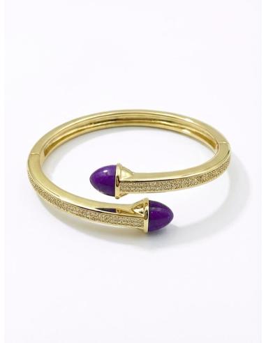 PULSERA DORADA DE MUJER PIEDRA MORADA Y CIRCONITAS | ESTILO CASUAL