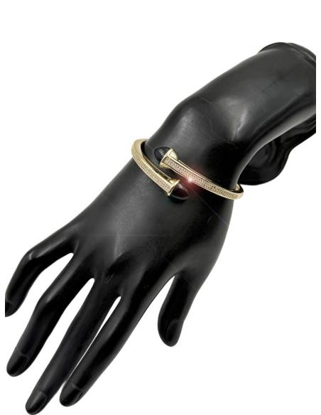 PULSERA DORADA DE MUJER PIEDRA NEGRA Y CIRCONITAS | ESTILO CASUAL