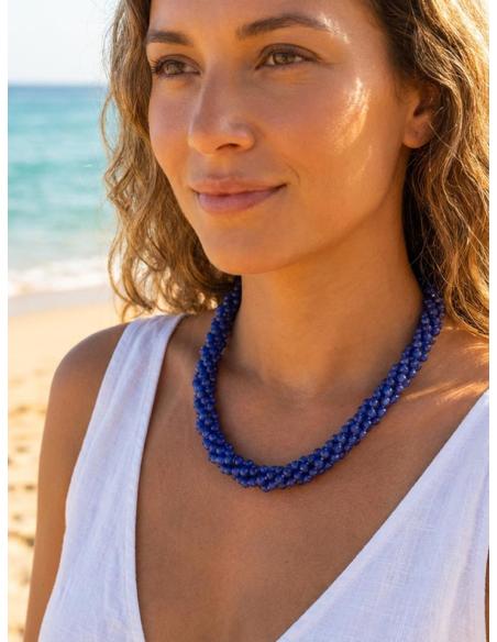 COLLARES DE MUJER EN MARINO CORTOS VARIAS HILERAS | PIEDRA NATURAL
