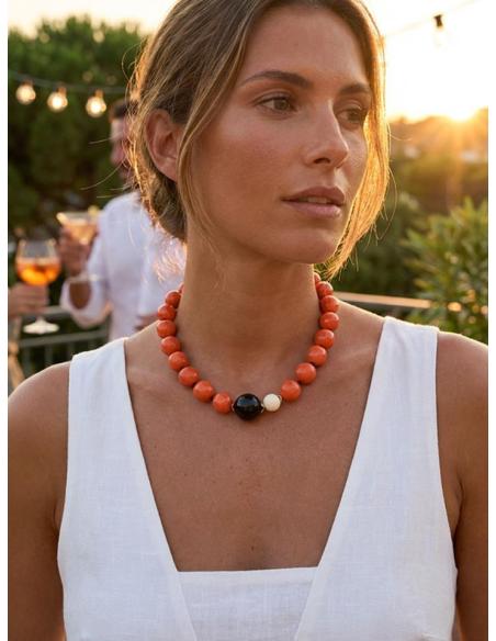COLLARES CORTOS PARA MUJER EN NARANJA CORAL | DISEÑOS PROPIOS