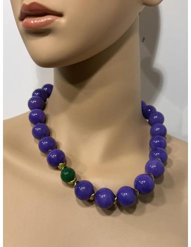 COLLAR MUJER CORTO MORADO DE PIEDRA DIA Y NOCHE | CASUAL Y EVENTO