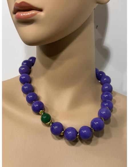 COLLAR MUJER CORTO MORADO DE PIEDRA DIA Y NOCHE | CASUAL Y EVENTO