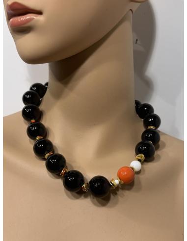 COLLARES MUJER CORTOS DE PIEDRA NEGRA GRANDE | CASUAL ELEGANTE