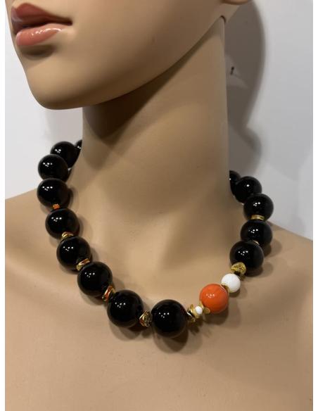 COLLARES MUJER CORTOS DE PIEDRA NEGRA GRANDE | CASUAL ELEGANTE
