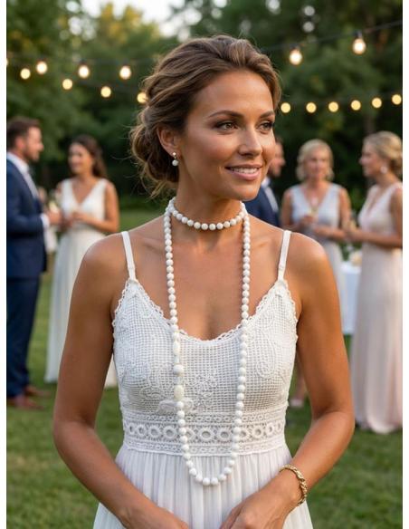 COLLARES BLANCOS LARGOS DE PIEDRA PARA MUJER | ELEGANTE CASUAL