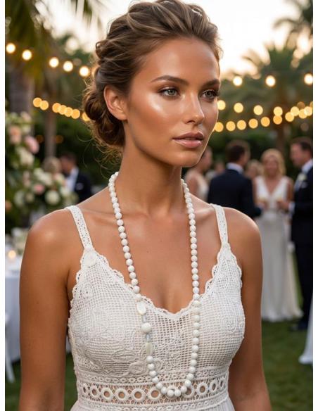 COLLARES BLANCOS LARGOS DE PIEDRA PARA MUJER | ELEGANTE CASUAL