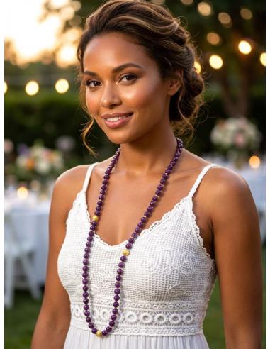 COLLARES MORADOS LARGOS DE PIEDRA PARA MUJER | ELEGANTE CASUAL