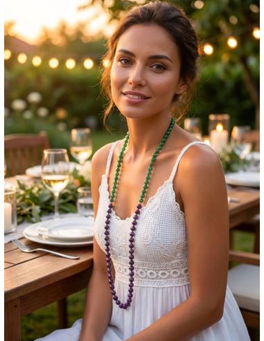 COLLARES MORADOS Y VERDES LARGOS DE PIEDRA | MODA MUJER