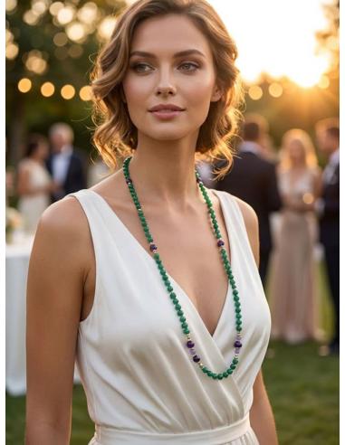 COLLARES ELEGANTES VERDES Y MORADOS DE PIEDRA | MODA MUJER