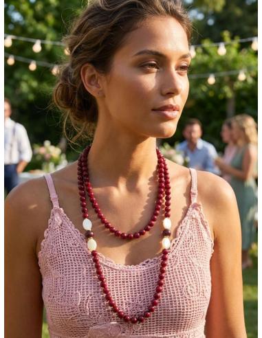 COLLARES LARGOS DE MUJER GRANATES DE PIEDRA | CASUAL ELEGANTE
