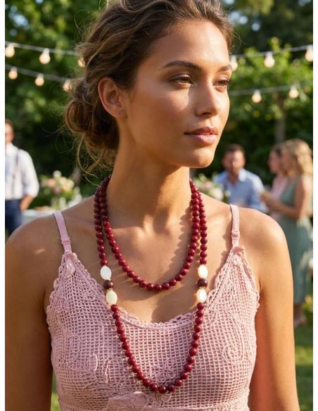 COLLARES LARGOS DE MUJER GRANATES DE PIEDRA | CASUAL ELEGANTE