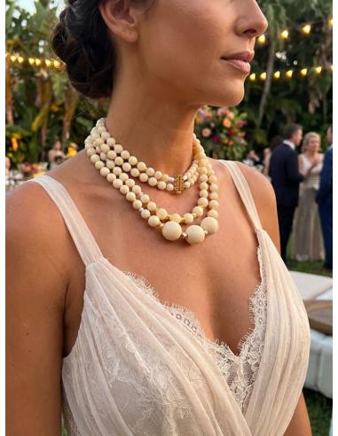 COLLARES BEIGE MANTEQUILLA DISEÑO LARGO PARA MUJER | CASUAL ELEGANTE
