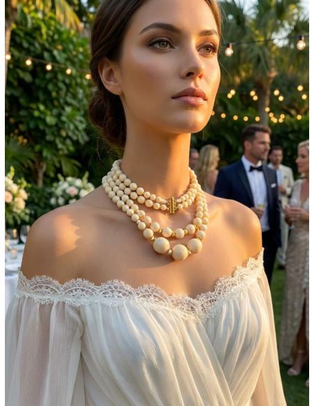 COLLARES BEIGE MANTEQUILLA DISEÑO LARGO PARA MUJER | CASUAL ELEGANTE