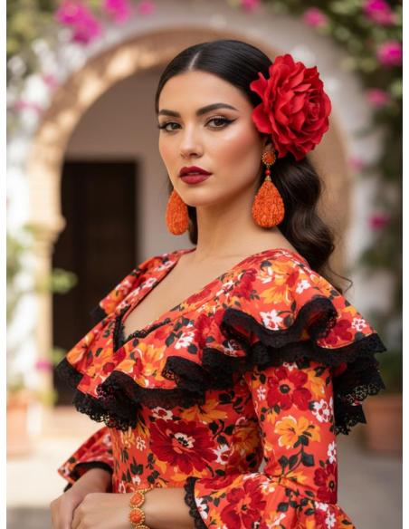 PENDIENTES LAGRIMA DE CORAL MEDITERRANEO | MODA FLAMENCA Y ELEGANTE