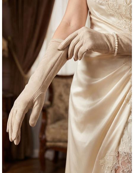 GUANTES LARGOS BEIGE TOSTADO DE ANTELINA PARA BODAS
