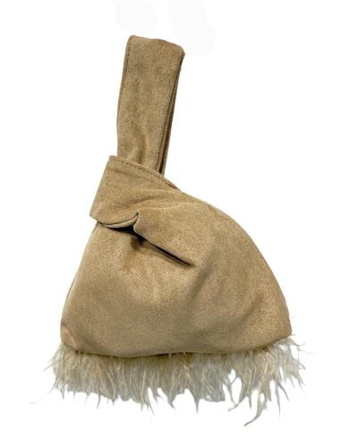 BOLSOS MADRINA E INVITADA MARRON CAMEL DE MANO | NUDO JAPONES