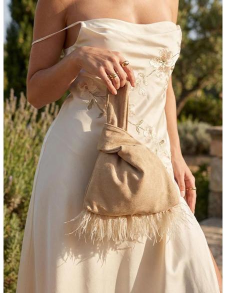 BOLSOS MADRINA E INVITADA MARRON CAMEL DE MANO | NUDO JAPONES