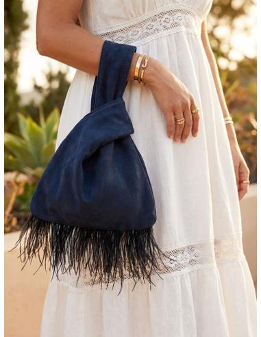 BOLSOS MADRINA E INVITADA AZULES MARINO DE MANO | NUDO JAPONES