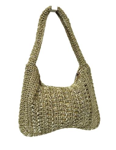BOLSOS DORADOS TEJIDO BRILLO Y ASA PARA COLGAR | ACCESORIOS MUJER