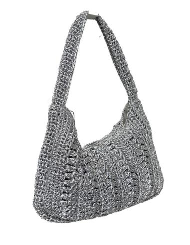 BOLSOS PLATEADOS TEJIDO BRILLO Y ASA PARA COLGAR | ACCESORIOS MUJER