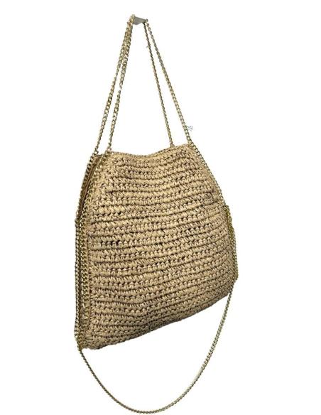 BOLSOS DE VERANO CAMEL CROCHET IMITACION RAFIA | ACCESORIOS MUJER