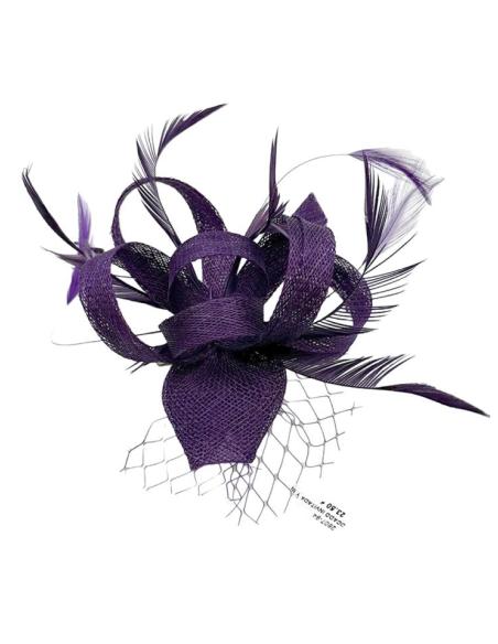 TOCADO INVITADA Y MADRINA DE BODA EN MORADO | BROCHE BAUTIZO