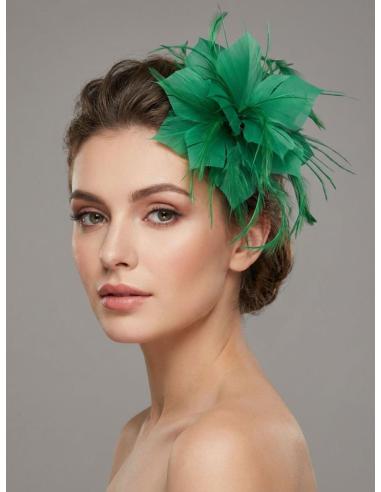 TOCADO INVITADA Y MADRINA DE BODA EN VERDE | BROCHE BAUTIZO