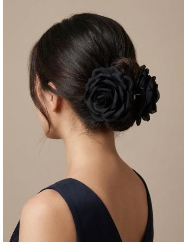 PINZAS DE FLORES NEGRAS PARA EL CABELLO | ACCESORIOS PELO MUJER