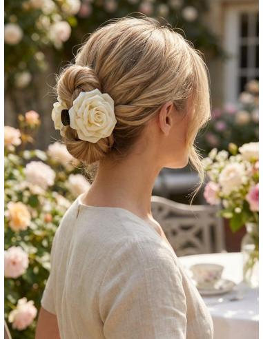 PINZAS DE FLORES BEIGE PARA EL CABELLO | ACCESORIOS PELO MUJER