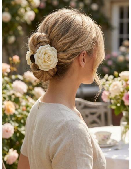 PINZAS DE FLORES BEIGE PARA EL CABELLO | ACCESORIOS PELO MUJER