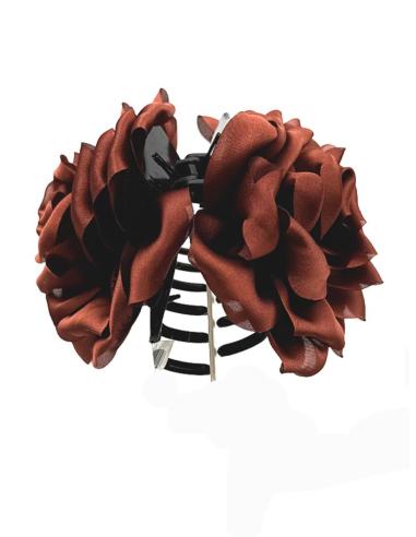 PINZAS DE FLORES MARRON TEJA PARA EL CABELLO | ACCESORIOS PELO MUJER